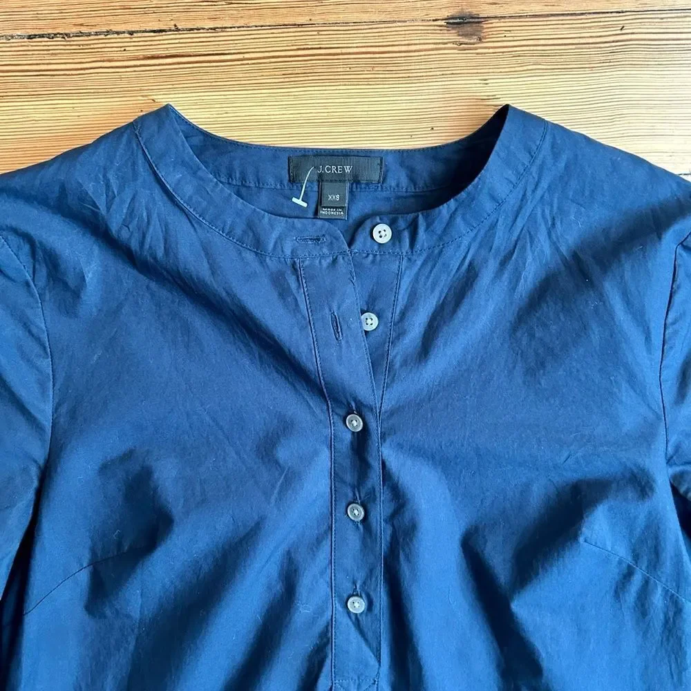 J. Crew eyelet bell sleeve dress, navy. Size XXS. NWOT.